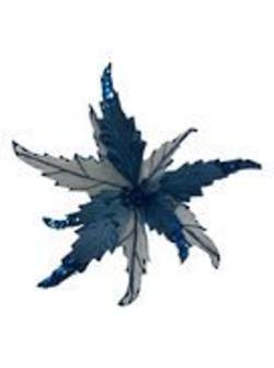 Blue glitter and organza poinsettia pick