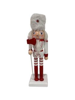 Red White Nutcracker Holding Axe 26cm