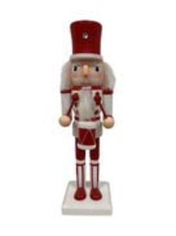 Red White Nutcracker Holding Drum