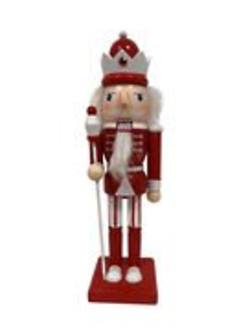 Red White Nutcracker Holding Spear 26cm