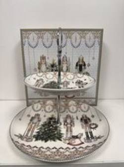 Gold Green Nutcracker - 2 Tier Cake Plate