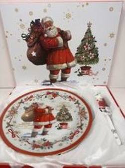 Santa and tree cake plate and server  26cm