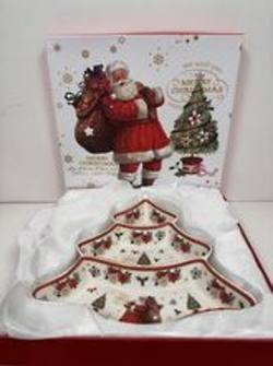 Santa and tree divided tree shape plate 24cm