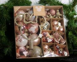 Disney Pack of 25 Baubles and Topper in Pink & Gold