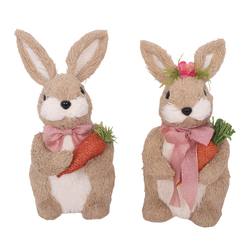 Mr. & Mrs. Bunny with Pink Bow - Set of 2