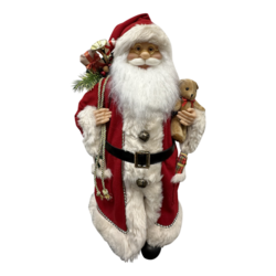 Standing Santa with Teddy Bear - 60cm