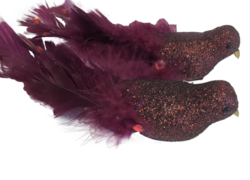 Set of 2 Burgundy feather birds