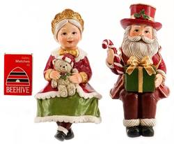Mr & Mrs Claus Shelf Sitters in Traditional Colours - Set of 2