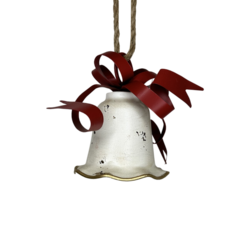 White Metal Bell with Red Bow - Small