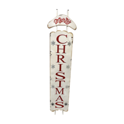 White Merry Christmas Sign - Metal 97cmH