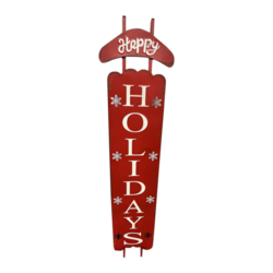 Red Happy Holidays Sign - Metal 97cmH