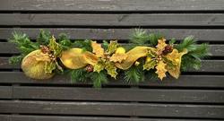 Handmade Green & Gold Christmas Table Garland - 90cm
