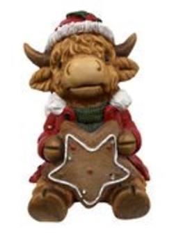 Highland Cow Sitting With Cookie LED