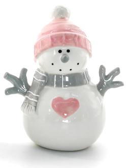 Pink Ceramic Snowman