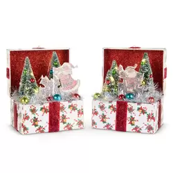 Lighted Santa's Choir Vignette Box Ornament - 2 assorted