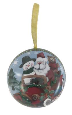 Metal Hanging Ball Decoration with Santa in Car