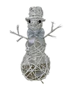 Rattan Snowman  LED   55cm