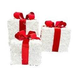 Set of 3 Red and white thread gift boxes