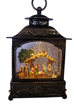 Musical Lantern Snow Globe with Nativity