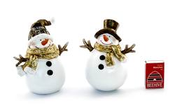 Snowmen  gold & cocoa  set of 2
