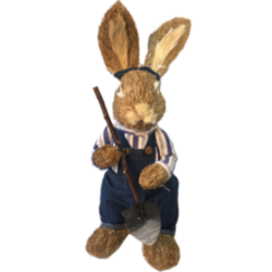 Straw Bunny in Denim with Spade