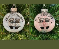 Baby's First Christmas Disc - Pink or Blue - Personalised