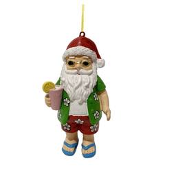 Kiwi Santa with Drink Hanging Ornament