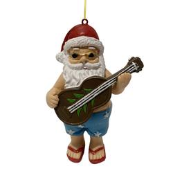 Kiwi Santa with Guitar Hanging Ornament