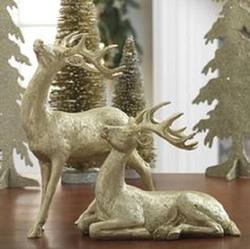 Reindeer  Gold/Bronze, standing & Sitting