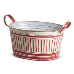 Red Striped Galvanized Handled Bucket