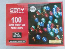 Fairy Lights  100LED BLUE  -  Green Cord