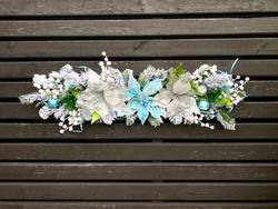 Handmade Snowy Silver & Blue Christmas Table Garland - 90cm