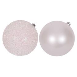 White Shatterproof Baubles in Large Size - 2 Assorted