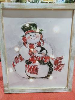 Snowman & Penguin  LED Picture