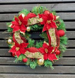 Handmade Traditional Red & Gold Wreath - 24"
