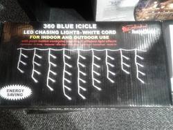 LED Chasing Light Blue Icicle - Transparent  Cord -360