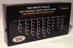 LED Chasing Lights, 360 LED  BLUE Icicle- white cord