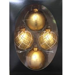 Boxed Glass Baubles - Gold 65mm - Set of 4