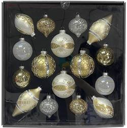 Boxed Glass Baubles - Gold 60-80mm - Set of 16