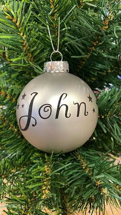 Personalised Glass Bauble - Silver Matte