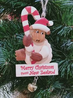 Sheep wooden holding candy cane