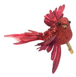 Red Feather Bird on Clip