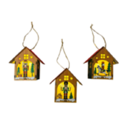 Set of 3 - Wooden Nutcracker Houses  LED