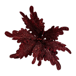 26cm Burgundy glitter velvet poinsettia on clip