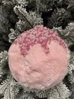 Pink Velvet and Sequin Ball 12cm