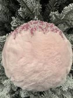Pink Velvet and Sequin Ball 15cm