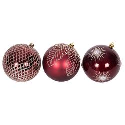 Burgundy Shatterproof Baubles - 3 Assorted