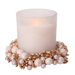 Gold and Pearl Mini Candle Wreath