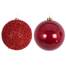 Red Shatterproof Baubles in Large Size - 2 Assorted