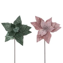 Sage Green and Dusty Pink Velour Poinsettias - 2 Assorted